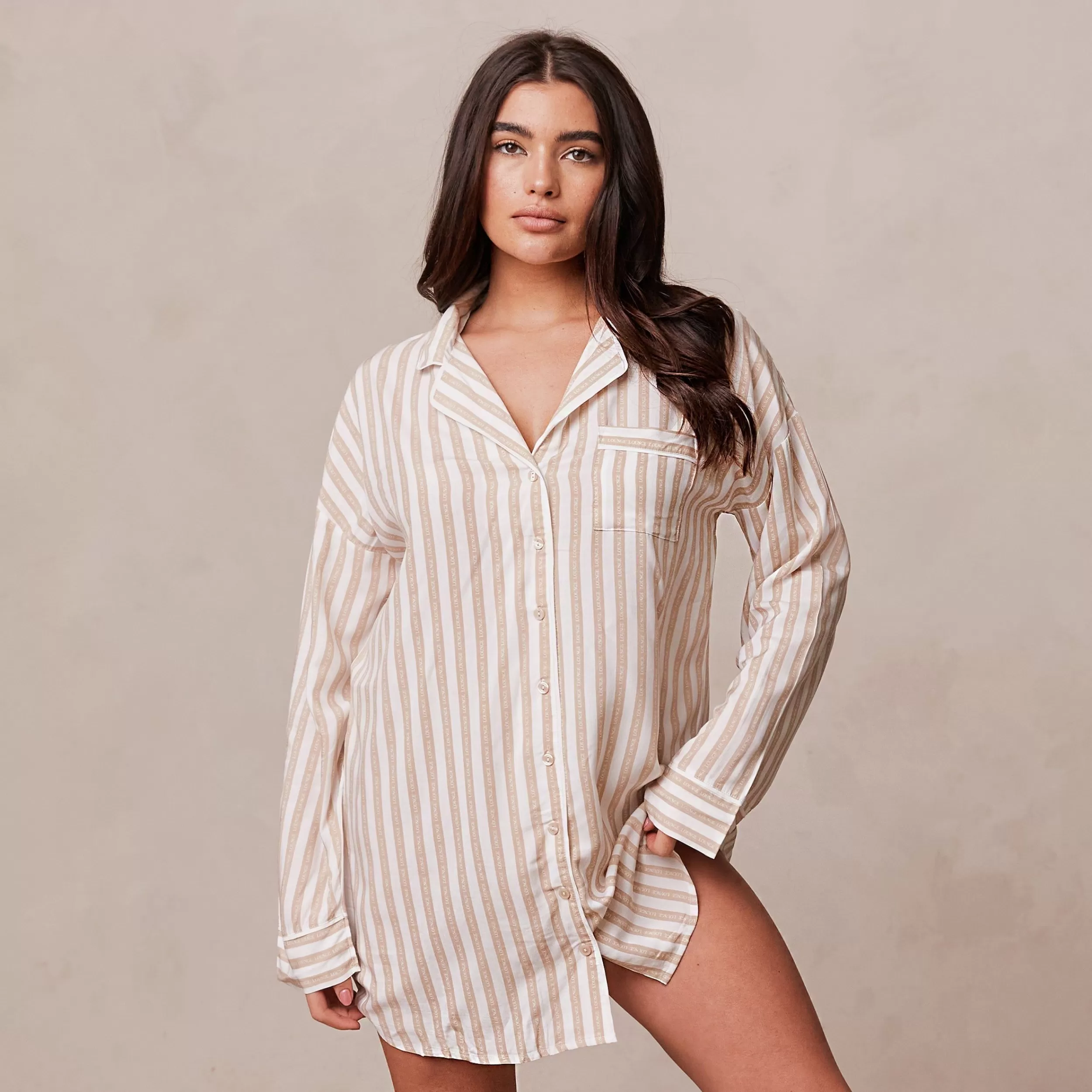 Kvinde Lounge Underwear Nattøj | Pinstripe Oversized Pyjama Shirt