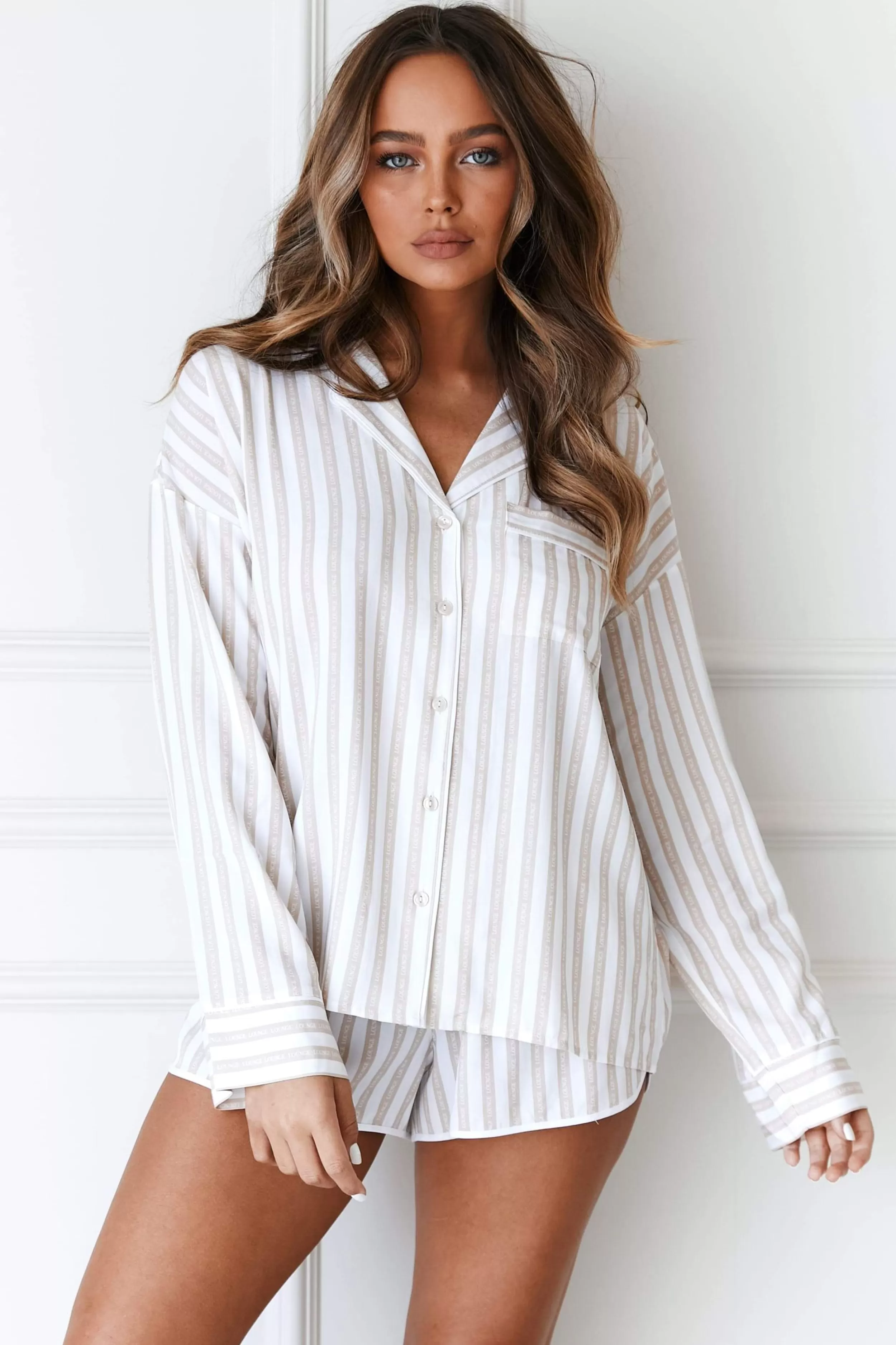 Kvinde Lounge Underwear Nattøj | Pinstripe Pyjama Shirt