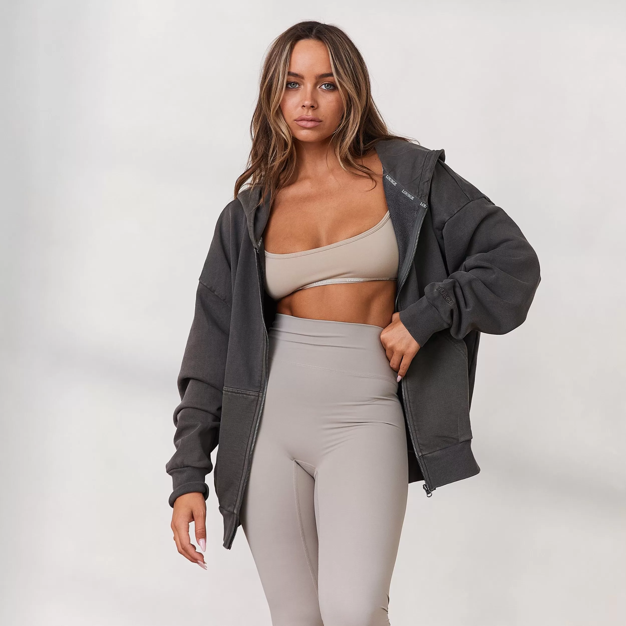 Kvinde Lounge Underwear Hættetrøjer Og Sweatshirts | Signature Oversized Haettetroje Med Lynlas