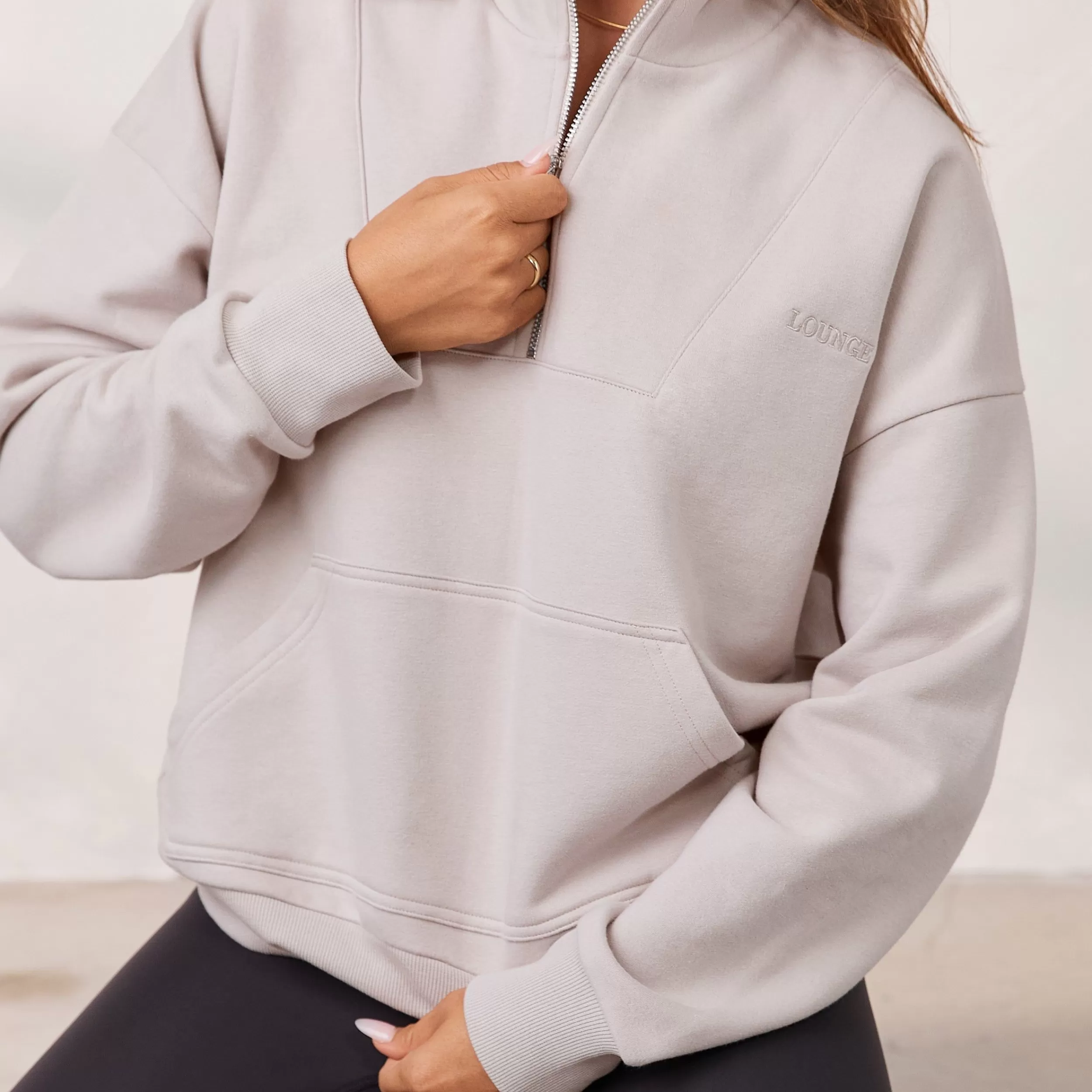 Kvinde Lounge Underwear Loungewear | Signature Oversized Troje Med Kvart Lynlas